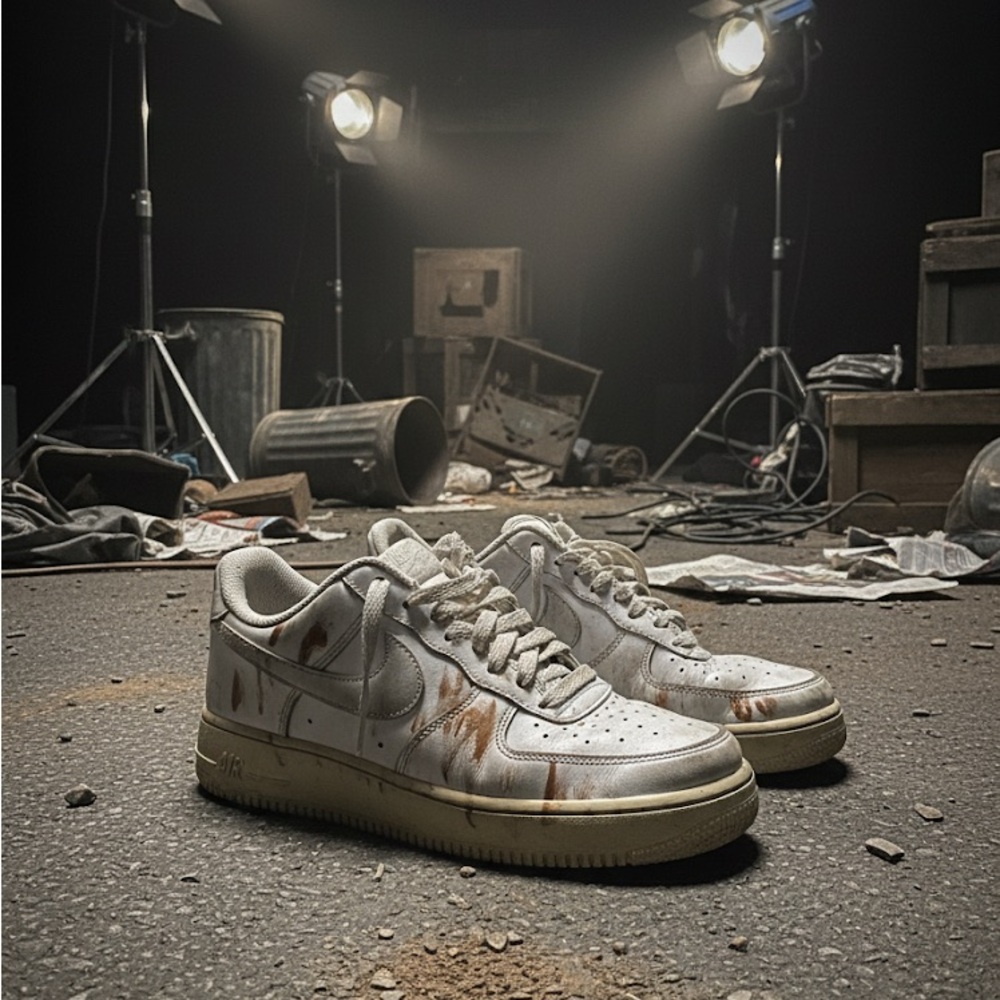 Classic White Woman Nike Air Force 1 Lows/ Used Sneakers.For movie prop set 🎥🎬